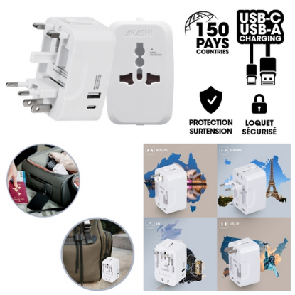 Image de AKASHI - Adaptateur universel de voyage - Blanc